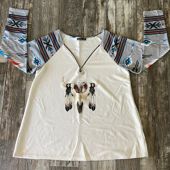 NORACORA Women's Western Aztec Sweatshirt Long Sleeve Printed Pullover, XL - Picture 1 of 8